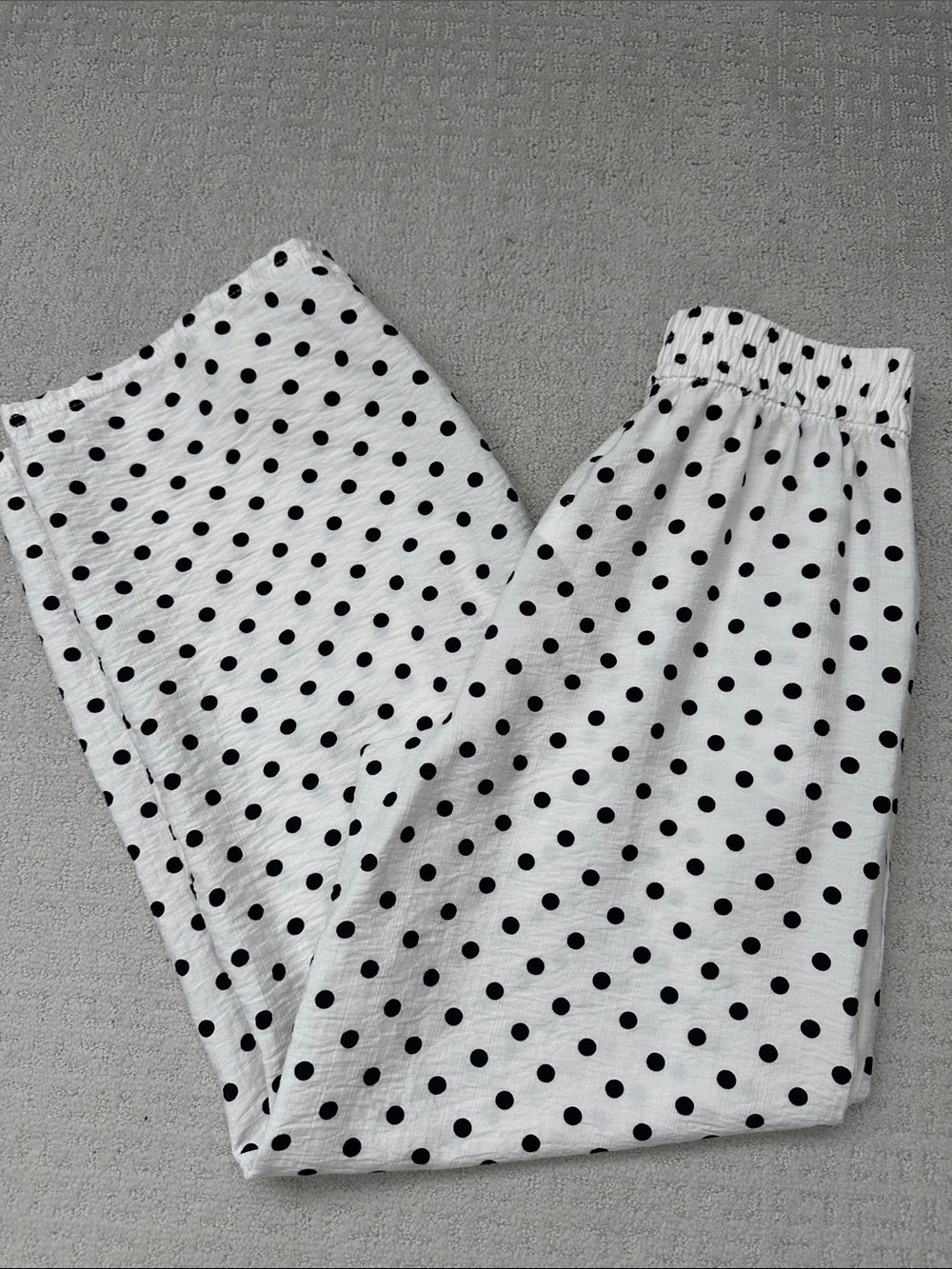 New Mix White Wide-Leg Pants with Black Polka Dots